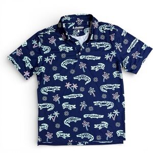 Chubbies Neon Glade Alligator Performance Polo Shirt Mens Medium